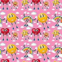 Seamless pattern with cute cartoon character vector