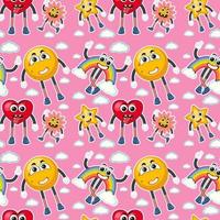 Seamless pattern with cute cartoon character vector