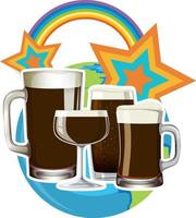 Set of wine and beer glasses vector