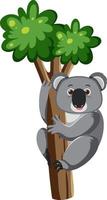 Koala climb on a tree in cartoon style vector