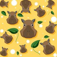 Cute capybara seamless pattern vector