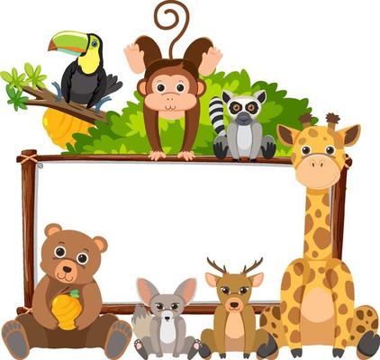 Blank board with wild animals