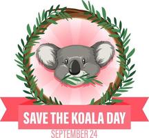 Save the koala day banner design vector