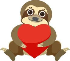 Sloth hugging heart isolated vector