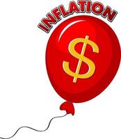 Inflation with dollar symbol on red balloon vector