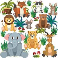 Cute wild animals seamless pattern vector