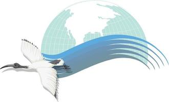 Stork bird flying on earth planet vector