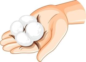 White cotton on human hand vector