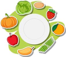 Vegetable salad frame template vector