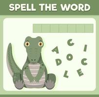 Spell word game with word crocodile vector