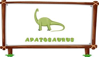 Frame template with dinosaurs and text apatosaurus design inside vector