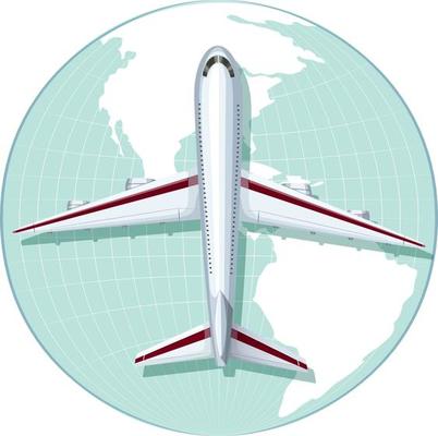 Airplane on circle icon isolated