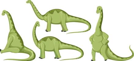 diferentes personajes lindos de dibujos animados de dinosaurios apatosaurio vector