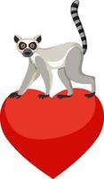 Lemur walking on heart vector