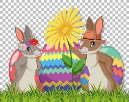 Cute rabbit on grid background vector