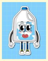 Milk cartoon character on grid background vector