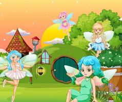 Fairies at fantasy land vector