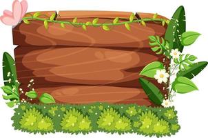 Nature frame wooden board with leaves and flowers vector