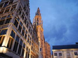 antwerp in belgium at night photo