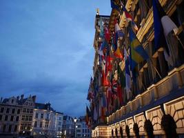 antwerp in belgium at night photo