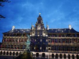 antwerp in belgium at night photo