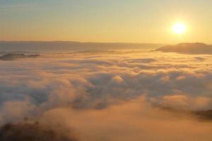 Great views of Sunrise with mountains and cloud. photo