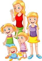 Five girls with different age vector