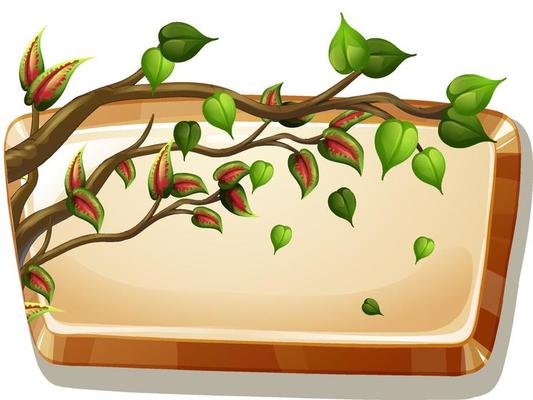 Wooden board template with tree branch