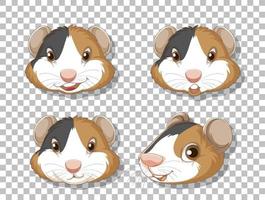 Set of cute hamster heads vector