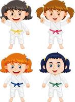 Children in taekwondo uniform vector