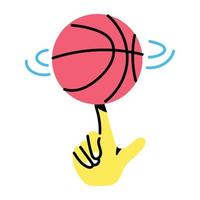 A handy sticker design of basketball spin vector