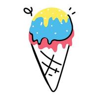 A captivating flat sticker of ice cone vector