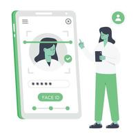 Modern technology, flat illustration of face recognition vector