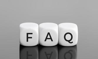 FAQ or frequently asked question concept. White blocks shape with text. Copy space photo