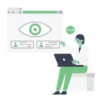 un diseño de ilustración plana de monitoreo seo vector