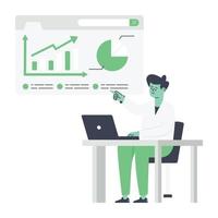 un diseño de ilustración plana de monitoreo seo vector