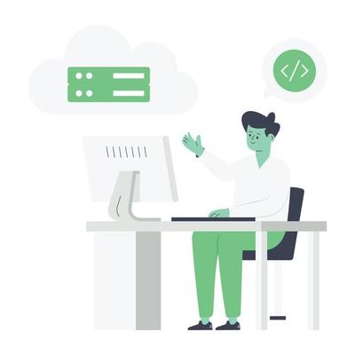 A flat character illustration of vr chat