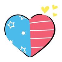 Beautifully designed sticker of USA heart vector