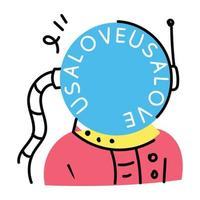Person in space costume, sticker of astronaut vector