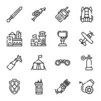 iconos de línea de armas y herramientas vector