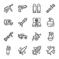 Pack of Weapons Line Icons