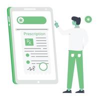 Online prescription flat illustration, customizable design vector