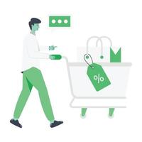Shopping trolley flat illustration with scalability vector