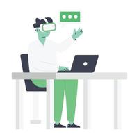 A flat character illustration of vr chat vector