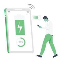 A wireless charging flat illustration