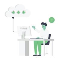 Trendy illustrative vector of cloud computing