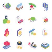 Set of Rules Isometric Icons vector