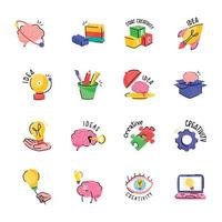 Modern Flat Icons of Creative Learning vector