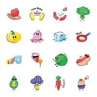 Pack of Healthy Diet Doodle Stickers