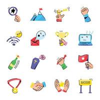 Collection of Failures and Success Doodle Stickers vector